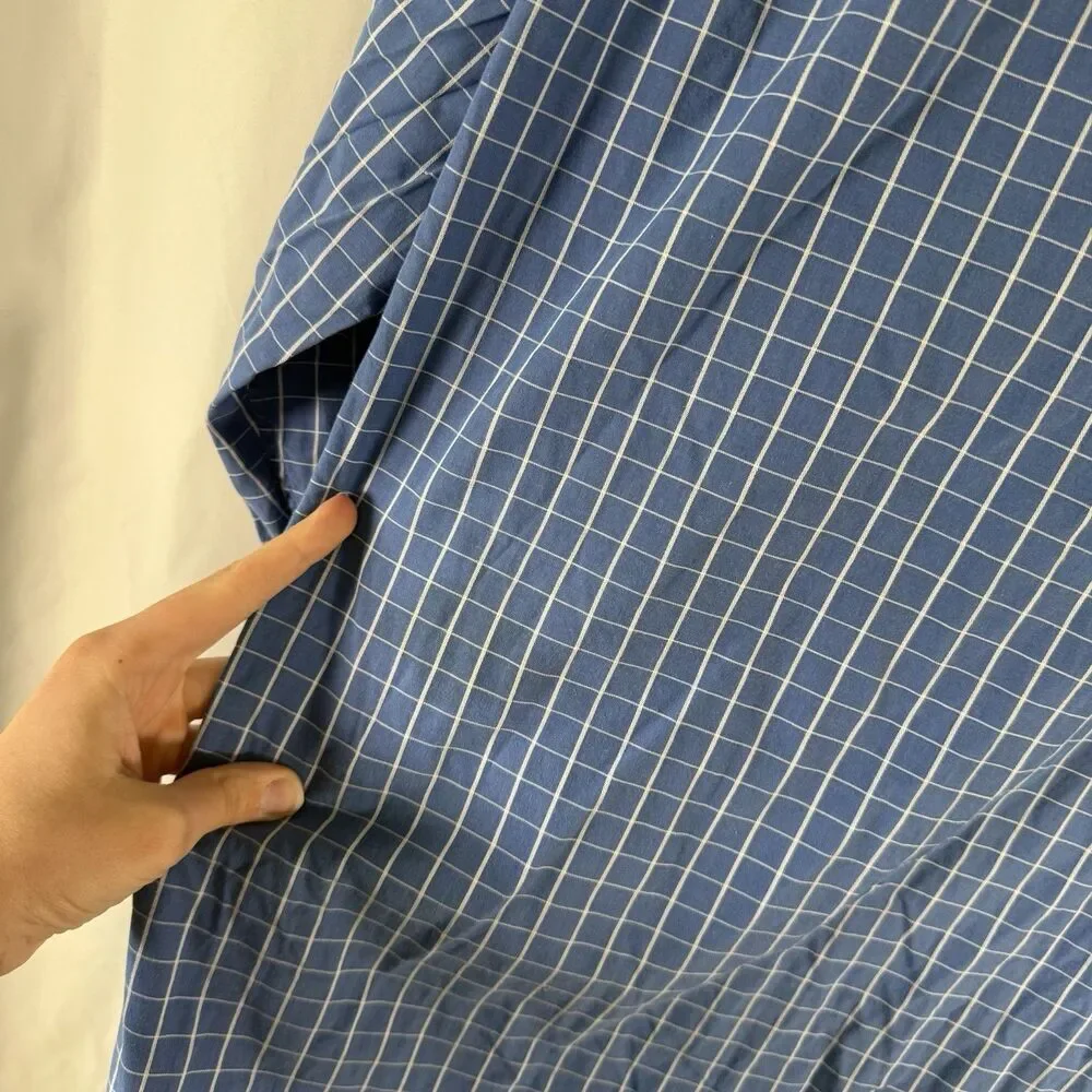 Jos A Bank Reserve Dress Shirt Mens XXL Silk Bl Blue Plaid Button Up Long Sleeve